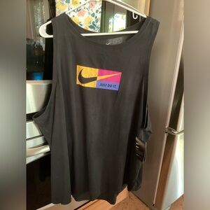 Nike Dri-FIT Black Tee with Vibrant Logo, JUST DO IT, 3 XL, Standard Fit, NWT